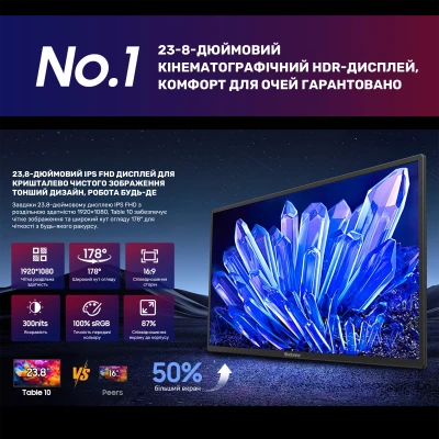 Монітор Blackview Table 10 LCD Monitor 1920 x 1080 IPS чорний (BVTABLE10-B) — фото 5
