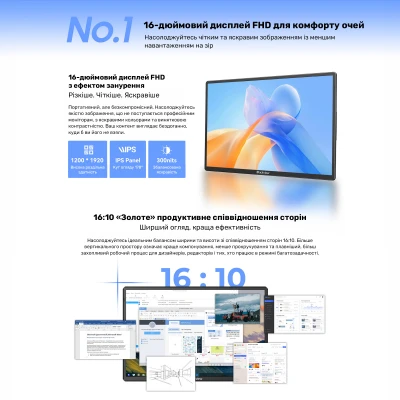 Монітор Blackview Table 9 LCD Monitor 16inch 1920 x 1200 IPS сірий (BVTABLE9-B) — фото 8