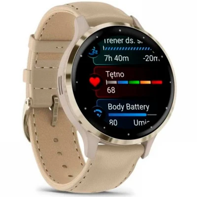 Смарт-годинник Garmin Venu 3S, Fr. Gray + Soft Gold, Leather, GPS (010-02785-55) [010-02785-55-B] — фото 3