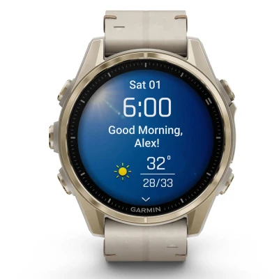 Смарт-часы Garmin fenix 8 43mm, AMOLED, Saph, SftGldSS/FogGryLeatherBnd, Excl, GPS (010-02903-40) [010-02903-40-B] — фото 9
