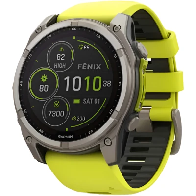 Смарт-годинник Garmin fenix 8 51mm,Saph Solar, BareTi/Graphite,AmpYe/GrphBnd (010-02907-21) [010-02907-21-B]