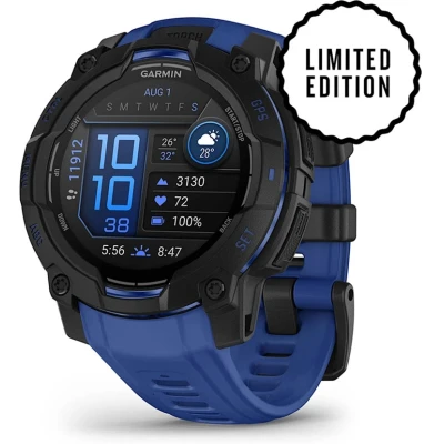Смарт-годинник Garmin Instinct 3, 45mm, AMOLED, Black with Bolt Blue Band, GPS смарт-годинник
