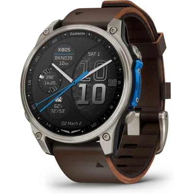 Смарт-годинник Garmin D2 Mach 2, 47mm, Saph, Bare Ti/Blk w/LthrBd, GPS