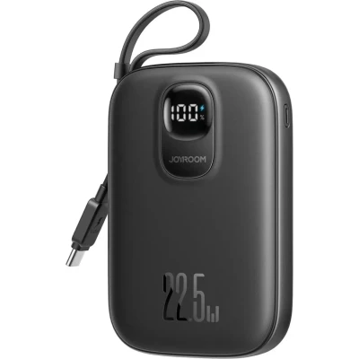 Портативна батарея JOYROOM 10000mAh, 22.5W, PD, QC, built-in USB-C cable, Black