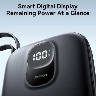 Портативна батарея JOYROOM 10000mAh, 22.5W, PD, QC, built-in USB-C cable, Black (JR-PBF17) [JR-PBF17-B] — фото 3
