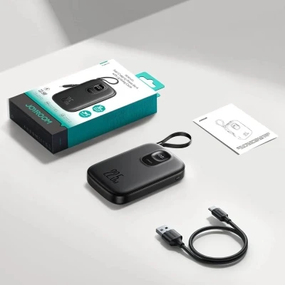 Портативна батарея JOYROOM 10000mAh, 22.5W, PD, QC, built-in USB-C cable, Black (JR-PBF17) [JR-PBF17-B] — фото 7