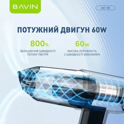 Пылесос BAVIN VC-01 6000Pa 2000 mAh Black (Z-VC01 BK) [Z-VC01BK-B] — фото 4