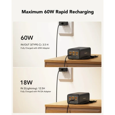 Портативная батарея VEGER 56000mAh W5001C Tank 100W, PD, QC, Black (6970453555454) [6970453555454-B] — фото 3