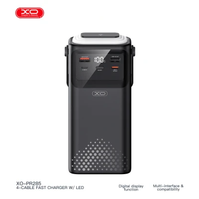 Портативна батарея XO 30000mAh, PD/20W, QC/22,5W, Lamp, black