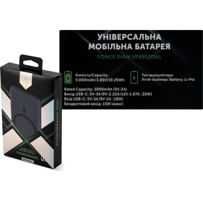 Портативная батарея Vinga 5000 mAh 20W/15W Wireless (VPBB520WL) [VPBB520WL-B] — фото 8