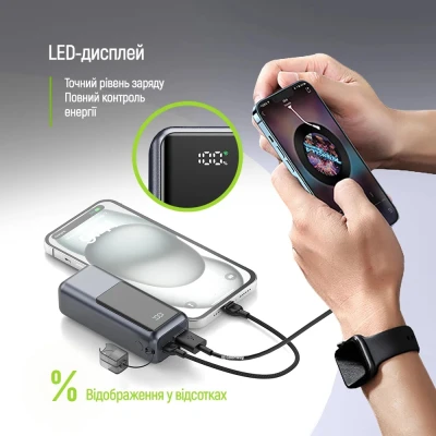 Портативна батарея ColorWay 10 000 mAh Urban PD/22.5W, QC/4.0, Gray (CW-PB100LP03GR) [CW-PB100LP03GR-B] — фото 10