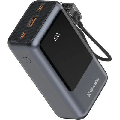 Портативная батарея ColorWay 20 000 mAh Urban PD/22.5W, QC/4.0, Gray — фото 2