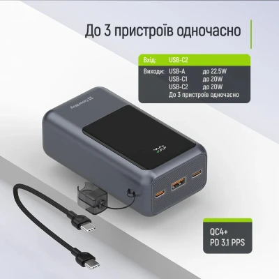 Портативная батарея ColorWay 20 000 mAh Urban PD/22.5W, QC/4.0, Gray (CW-PB200LP03GR) [CW-PB200LP03GR-B] — фото 6