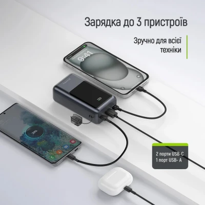 Портативна батарея ColorWay 20 000 mAh Urban PD/22.5W, QC/4.0, Gray (CW-PB200LP03GR) [CW-PB200LP03GR-B] — фото 9
