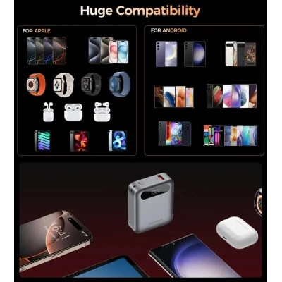 Портативная батарея Choetech 10000mA, 22.5W, PD, QC, grey (B860-CCGY) [B860-CCGY-B] — фото 9