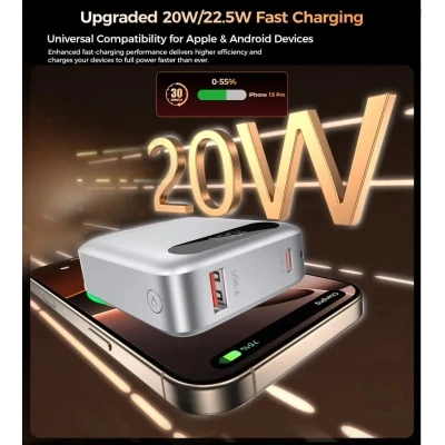 Портативна батарея Choetech 10000mA, 22.5W, PD, QC, silver (B860-CCSL) [B860-CCSL-B] — фото 5