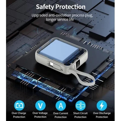 Портативная батарея Choetech 10000mAh, 35W. PD/3.0, LED Display, buid-in type-C cabel, Silver (B832-SL) [B832-SL-B] — фото 8