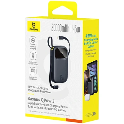 Портативная батарея Baseus EnerFill FC31 20000mAh 45W, Digital Display, Cosmic Black (P10082105123-00) [P10082105123-00-B] — фото 3