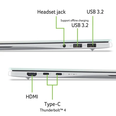 Ноутбук Acer Swift Edge 14 AI SFE14-I51 2880x1800 (Retina) Intel Core Ultra 7 355 (2.3 - 4.7 ГГц) RAM 16 / SSD білий (NX.JVQEU.002-B) — фото 8
