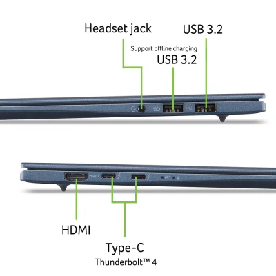 Ноутбук Acer Swift Edge 16 AI SFE16-I51 2880x1800 (Retina) Intel Core Ultra 5 325 (2.1 - 4.5 ГГц) RAM 16 / SSD синій (NX.JVNEU.002-B) — фото 8