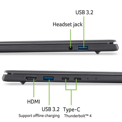 Ноутбук Acer Swift Go 16 AI SFG16-I71 1920x1200 (WUXGA) Intel Core Ultra 7 355 (2.3 - 4.7 ГГц) RAM 16 / SSD сірий (NX.JWNEU.001-B) — фото 9