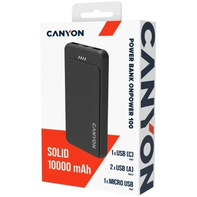Портативна батарея Canyon OnPower 100 10000mAh, 5В/2А, Black (CNS-CPB100B) [CNS-CPB100B-B] — фото 5