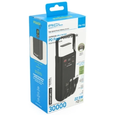 Портативна батарея ACL 30000mAh, 22.5W, USB/Micro/Type-C/Lighting, Flashlight (PW-112) [PW-112-B] — фото 5
