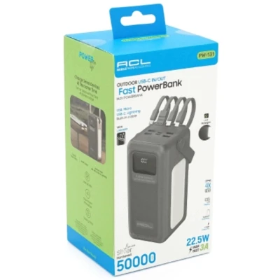Портативна батарея ACL 50000mAh, 22.5W, USB/Micro/Type-C/Lighting, Flashlight (PW-131) [PW-131-B] — фото 6