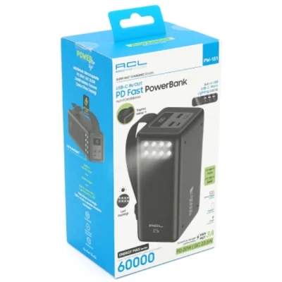 Портативна батарея ACL 60000mAh, 22.5W, Flashlight (PW-151) [PW-151-B] — фото 6