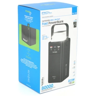 Портативна батарея ACL 80000mAh, 22.5W, USB/Micro/Type-C/Lighting, Flashlight (PW-152) [PW-152-B] — фото 4