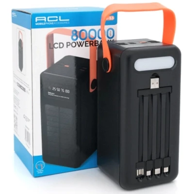Портативная батарея ACL 80000mAh, Solar, Flashlight (PW-53) [PW-53-B] — фото 3
