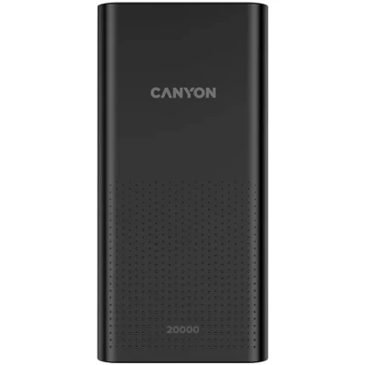 Портативна батарея Canyon 20000mAh, Input 5V/2A, Output 5V/2.1A(Max), Black