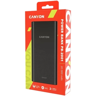 Портативна батарея Canyon 20000mAh, Input 5V/2A, Output 5V/2.1A(Max), Black (CNE-CPB2001B) [CNE-CPB2001B-B] — фото 3