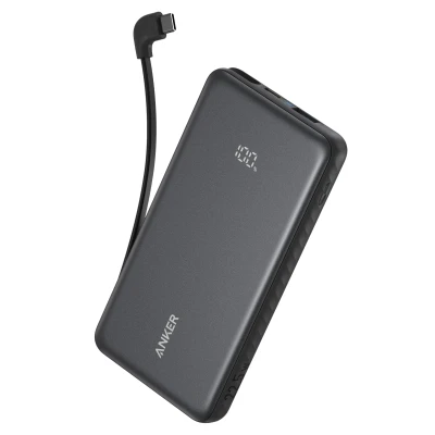 Портативная батарея Anker 10000mAh, 22.5W, Built-In USB-C Cable, black