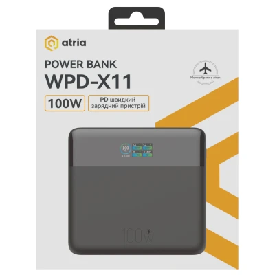 Портативная батарея Atria 20000mAh, 100W, PD/2.0, LED-TFT дисплей (WPD-X11) [WPD-X11-B] — фото 8
