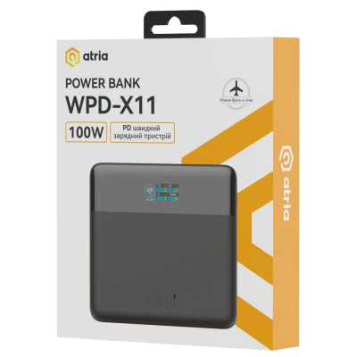 Портативная батарея Atria 20000mAh, 100W, PD/2.0, LED-TFT дисплей (WPD-X11) [WPD-X11-B] — фото 9