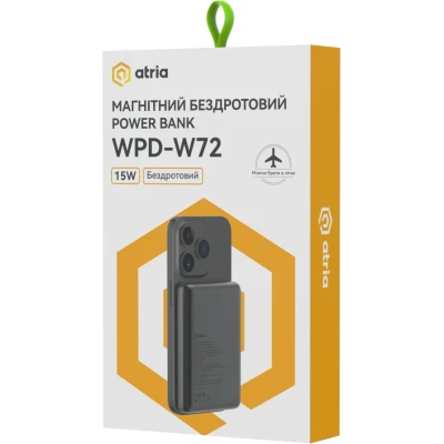 Портативная батарея Atria 10000mAh, PD/20W, 15W Wireless MagSafe, Black (WPD-W72B) [WPD-W72B-B] — фото 9