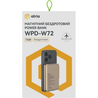 Портативная батарея Atria 10000mAh, PD/20W, 15W Wireless MagSafe, White (WPD-W72G) [WPD-W72G-B] — фото 8