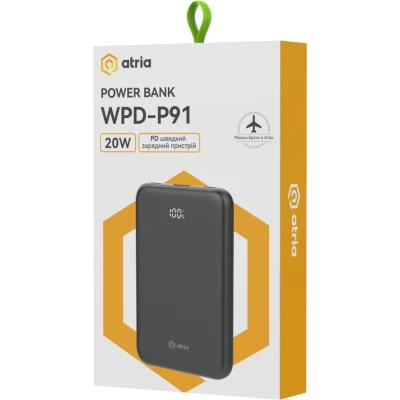 Портативная батарея Atria 10000mAh, PD/22.5W, QC/3.0 (WPD-P91) [WPD-P91-B] — фото 9