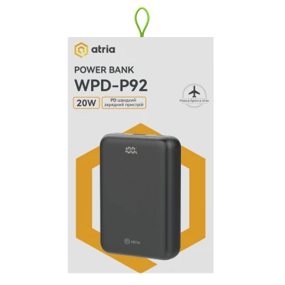 Портативная батарея Atria 20000mAh, PD/22.5W, QC/3.0 (WPD-P92) [WPD-P92-B] — фото 8