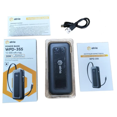 Портативная батарея Atria 10000mAh, PD/35W (WPD-35S) [WPD-35S-B] — фото 4