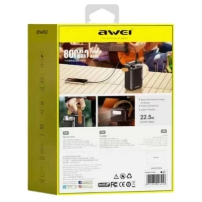 Портативна батарея AWEI 80000mAh P102K 22,5W PD 2xUSB-C 3xUSB-A black (6954284026918) [6954284026918-B] — фото 3