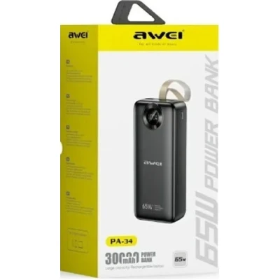 Портативна батарея AWEI 30000mAh PA-34 65W Fast charging black — фото 2