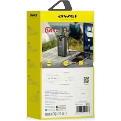 Портативная батарея AWEI 30000mAh PA-34 65W Fast charging black (6954284025324) [6954284025324-B] — фото 3