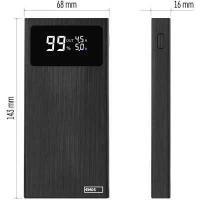 Портативная батарея EMOS 10000mAh BETAQ 10, 22.5W, black (B0531B) [B0531B-B] — фото 6
