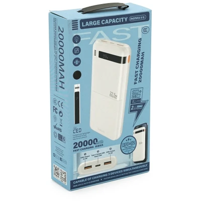 Портативна батарея Remax 20000mAh, PD/20W, QC/22.5W, Black/White (RPP-72) [RPP-72-B] — фото 3