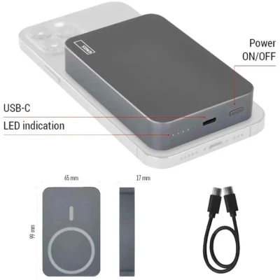 Портативная батарея EMOS 10000mAh WI1046, 20W, Wireless, grey (B0551GY) [B0551GY-B] — фото 11