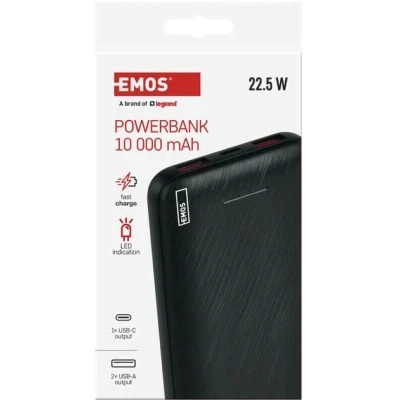 Портативная батарея EMOS 10000mAh AlphaQ3, 22.5W, black (B0571B) [B0571B-B] — фото 10
