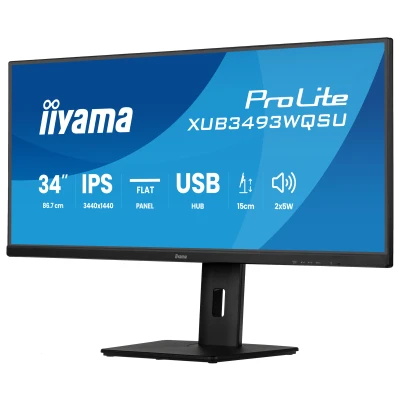 Монитор iiyama XUB3493WQSU-B6 3440 x 1440 IPS чорний (XUB3493WQSU-B6-B) — фото 3