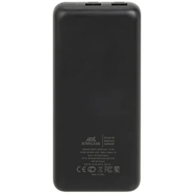 Портативна батарея RivaCase 20000mA, 45W, QC/PD, LCD, black (RIVAPOWER VA1075 (Black)) [RIVAPOWERVA1075(Black)-B] — фото 3